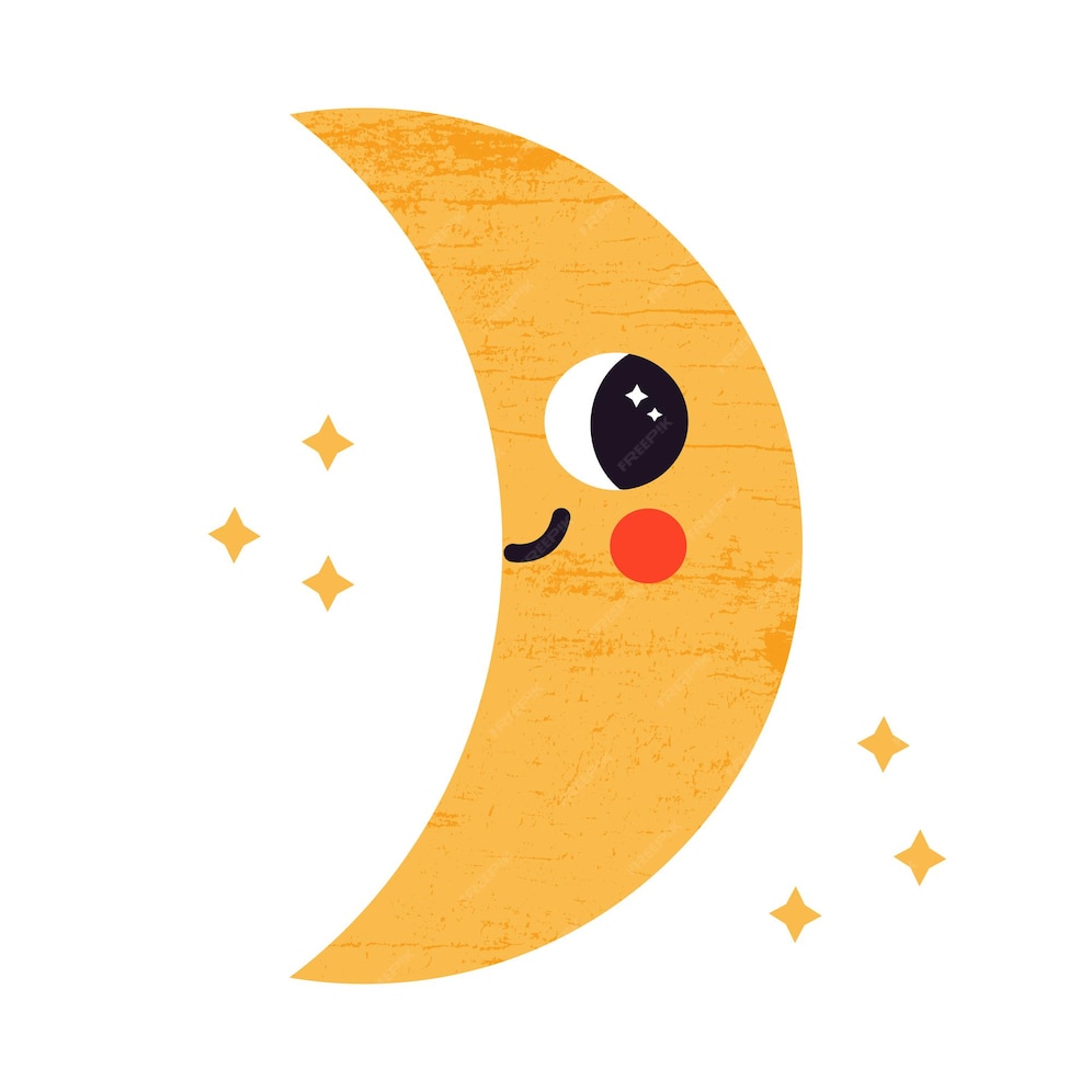 Premium Vector | Abstract moon with face expression cartoon crescend ...