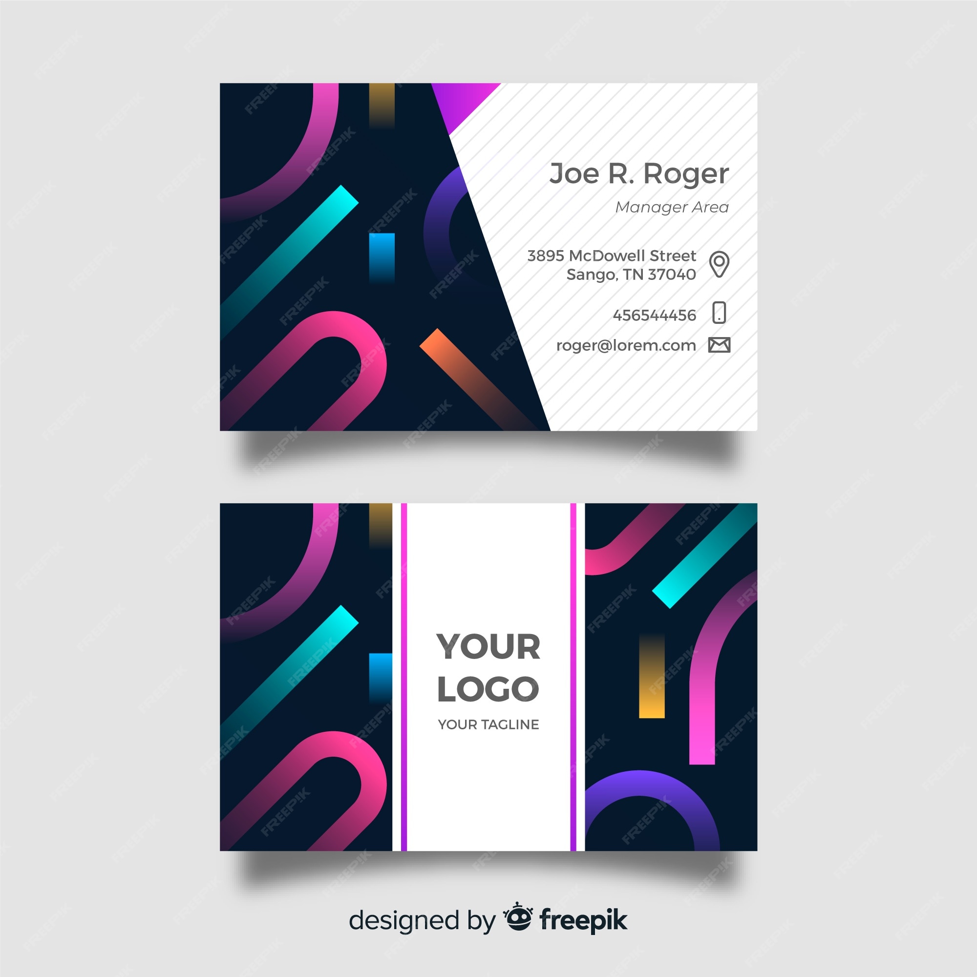 Free Vector | Abstract multicolored geometric business card template