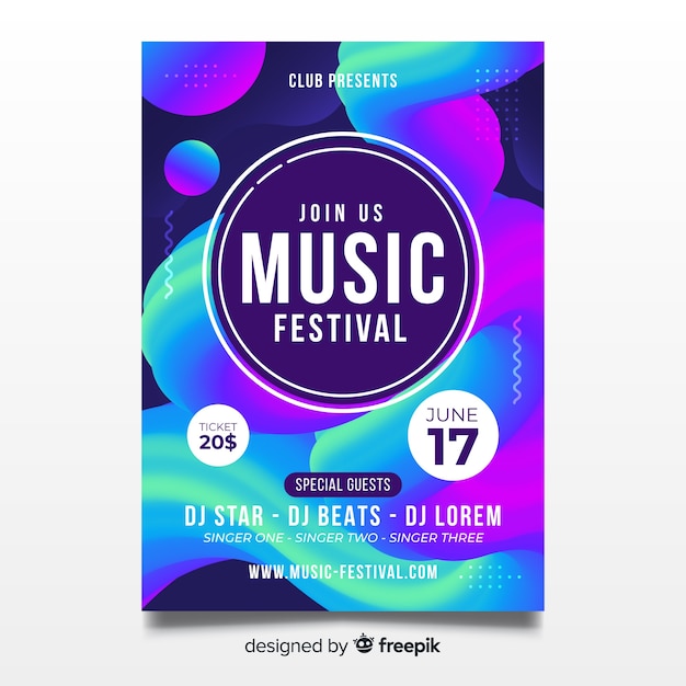 Abstract music festival poster template | Free Vector