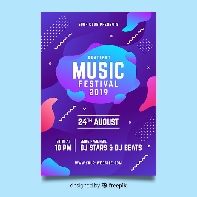 Free Vector Abstract music festival poster template