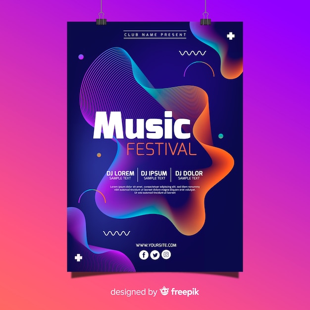 Abstract music poster template | Free Vector