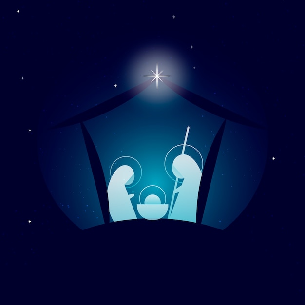 Abstract nativity scene with star Vector | Free Download