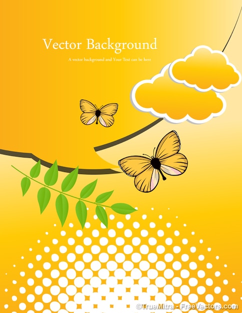 Abstract Nature yellow butterfly clouds\
backgrounds vector set