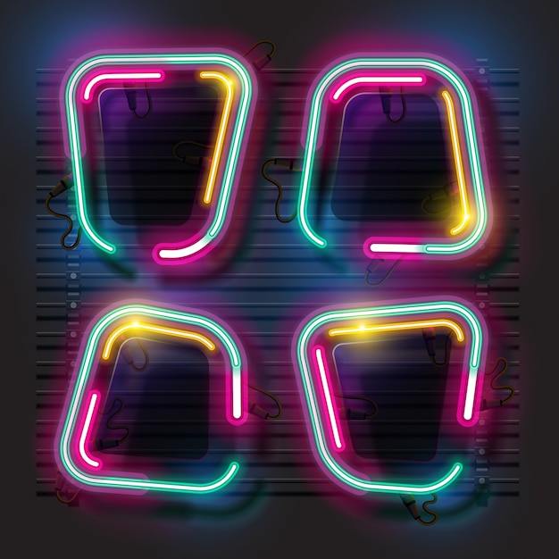 Abstract neon banner  set Vector Premium Download