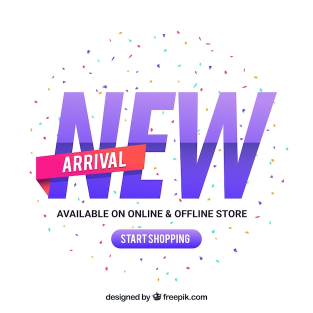 Abstract new arrival composition with flat design Free Vector