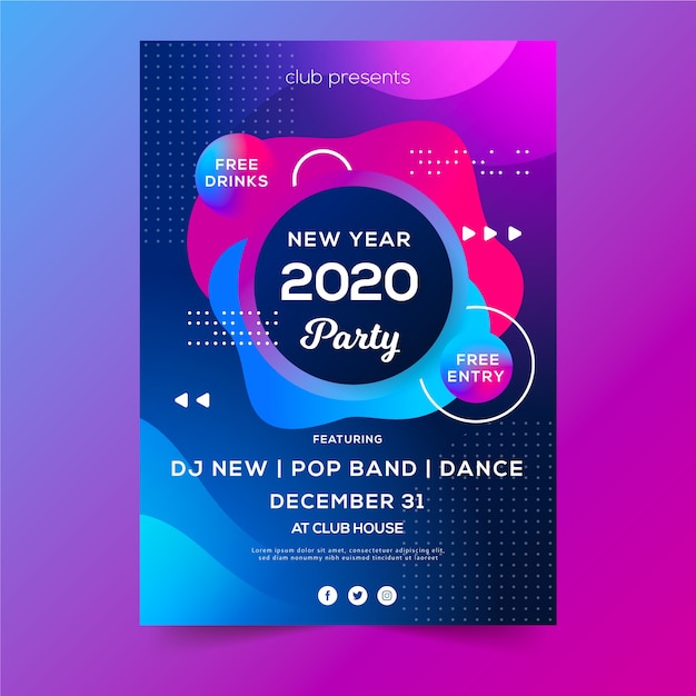 Free Vector Abstract New Year Party Flyer Template