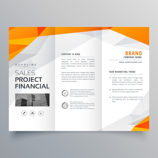 Free Vector Abstract Orange Trifold Brochure Design Business Template