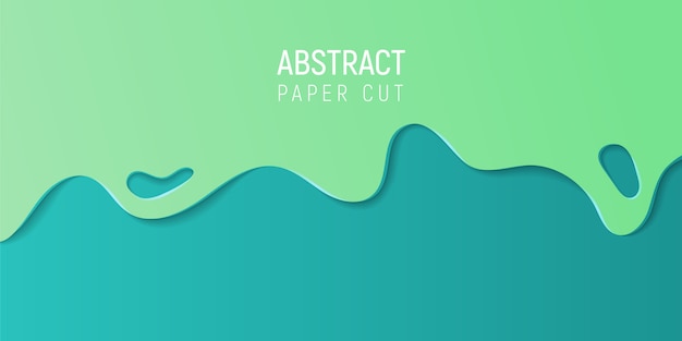 Premium Vector Abstract Paper Cut Background Banner With 3d Abstract Background With Blue And Green Paper Cut Waves