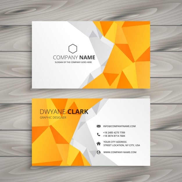 Abstract polygonal yellow business card
