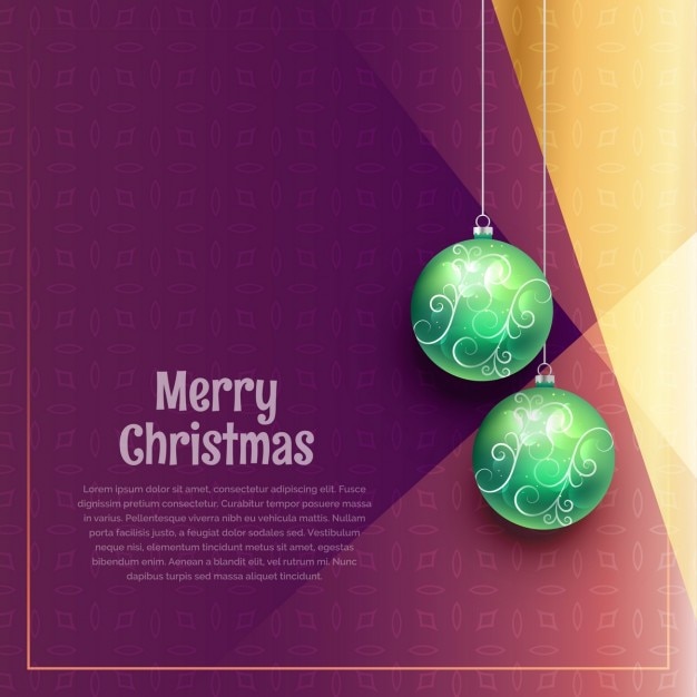 Abstract purple background of green christmas\
balls