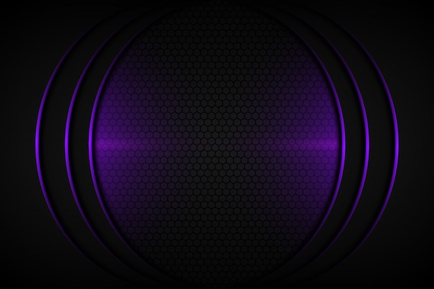Abstract purple light curve line on dark grey blank space design modern futuristic background Premium Vector