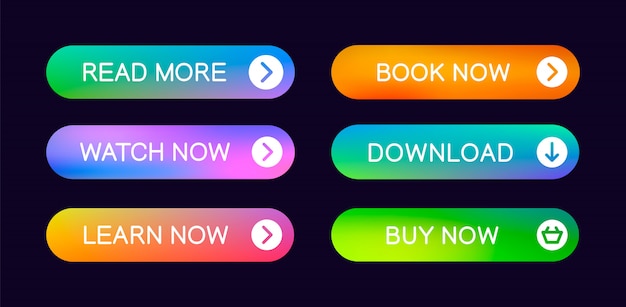 Abstract push buttons set for use in website, ui, app and game interface. modern  web elements. Prem