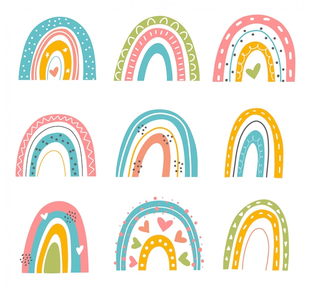 Download Premium Vector | Abstract rainbow set. hand drawn rainbows ...