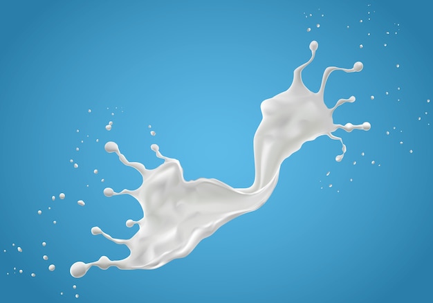 Abstract realistic milk drop with splashes isolated Premium Vector