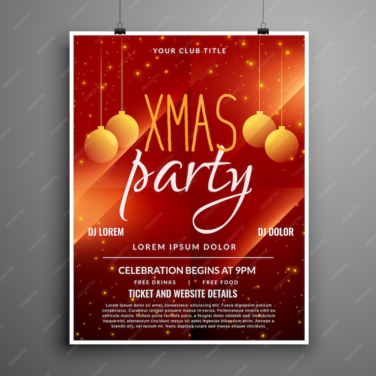 Free Vector | Abstract red christmas party event flyer design template