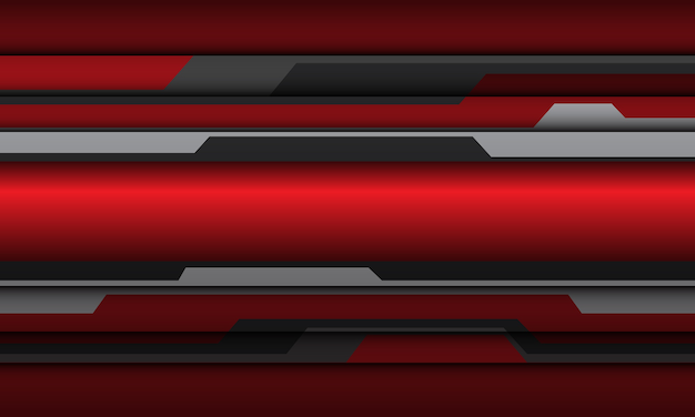 抽象的な赤灰色メタリックサイバーポリゴンデザイン未来技術の背景 プレミアムベクター