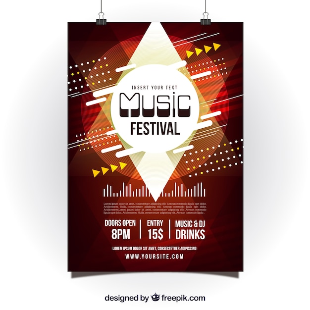 Abstract Red Poster Design For Music Party Vector 