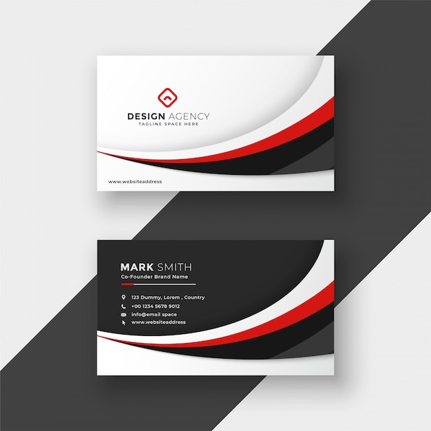 Abstract red wavy business card design