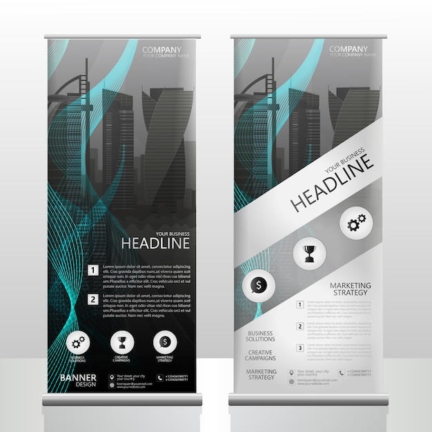 Premium Vector | Abstract roll up brochure flyer design with a vector ...