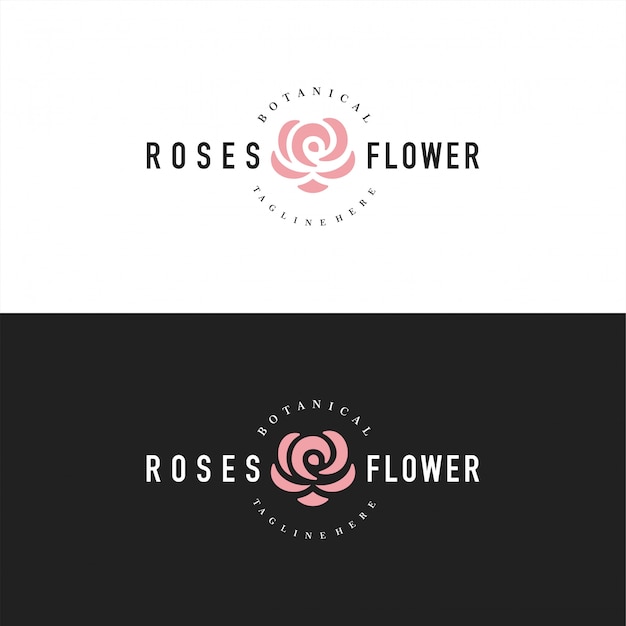 抽象的なバラのロゴまたは花屋のロゴ プレミアムベクター
