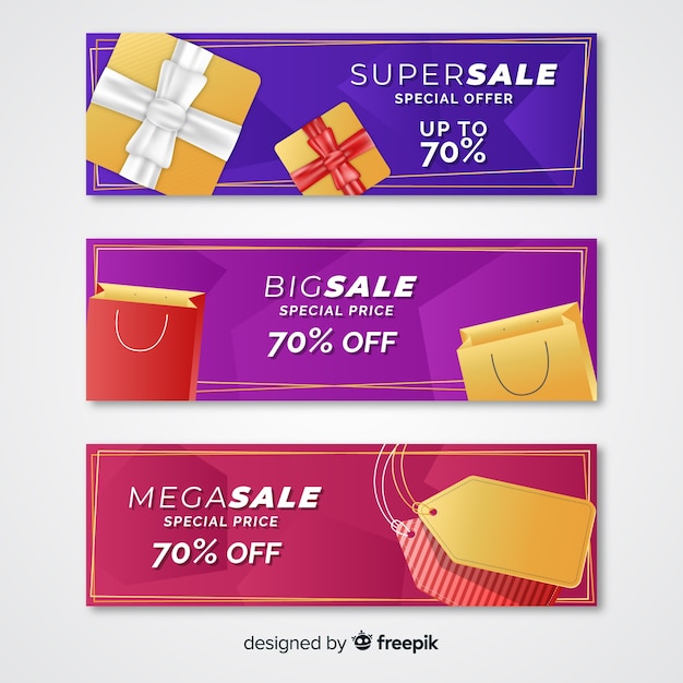 Abstract sale banners with realistic elements Free Vector
