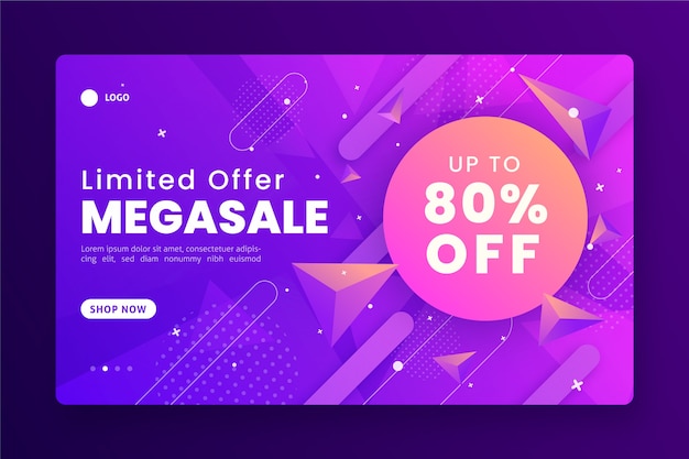 Abstract sales landing page template Free Vector