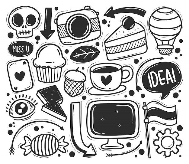 Free Vector | Abstract scribble icons hand drawn doodle coloring