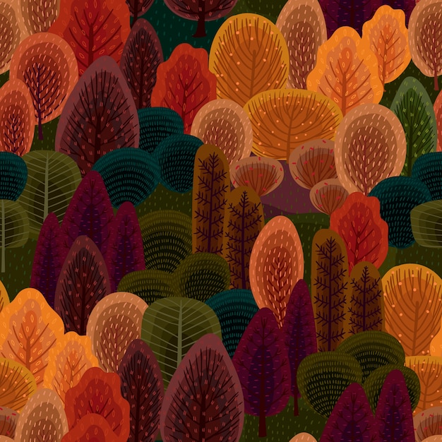 Premium Vector | Abstract seamless pattern with autumn forest.