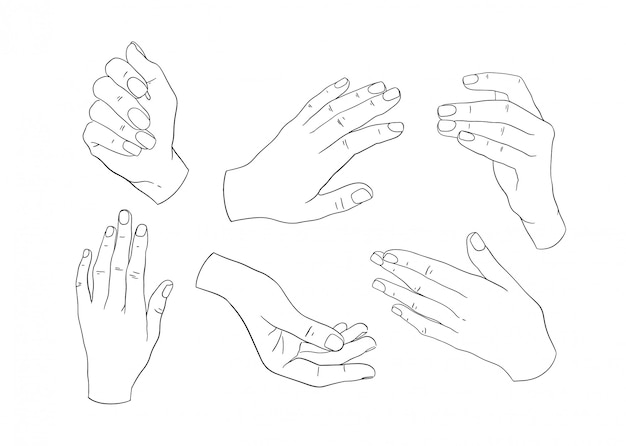 Abstract set hand line art | Premium Vector