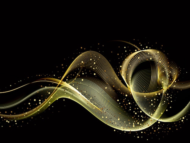 Premium Vector | Abstract shiny color gold wave element with glitter ...