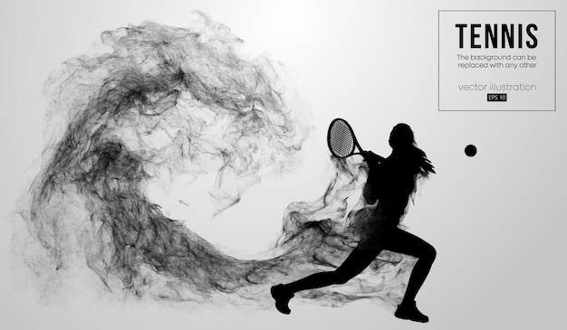 テニス選手の女性イラストの抽象的なシルエット プレミアムベクター