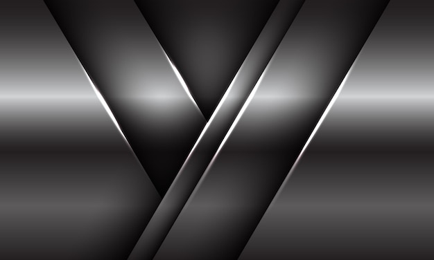 抽象的なシルバープレート光沢のあるメタリックシャドウオーバーラップ三角形の幾何学的なデザインモダンで豪華な未来的な背景テクスチャイラスト プレミアムベクター