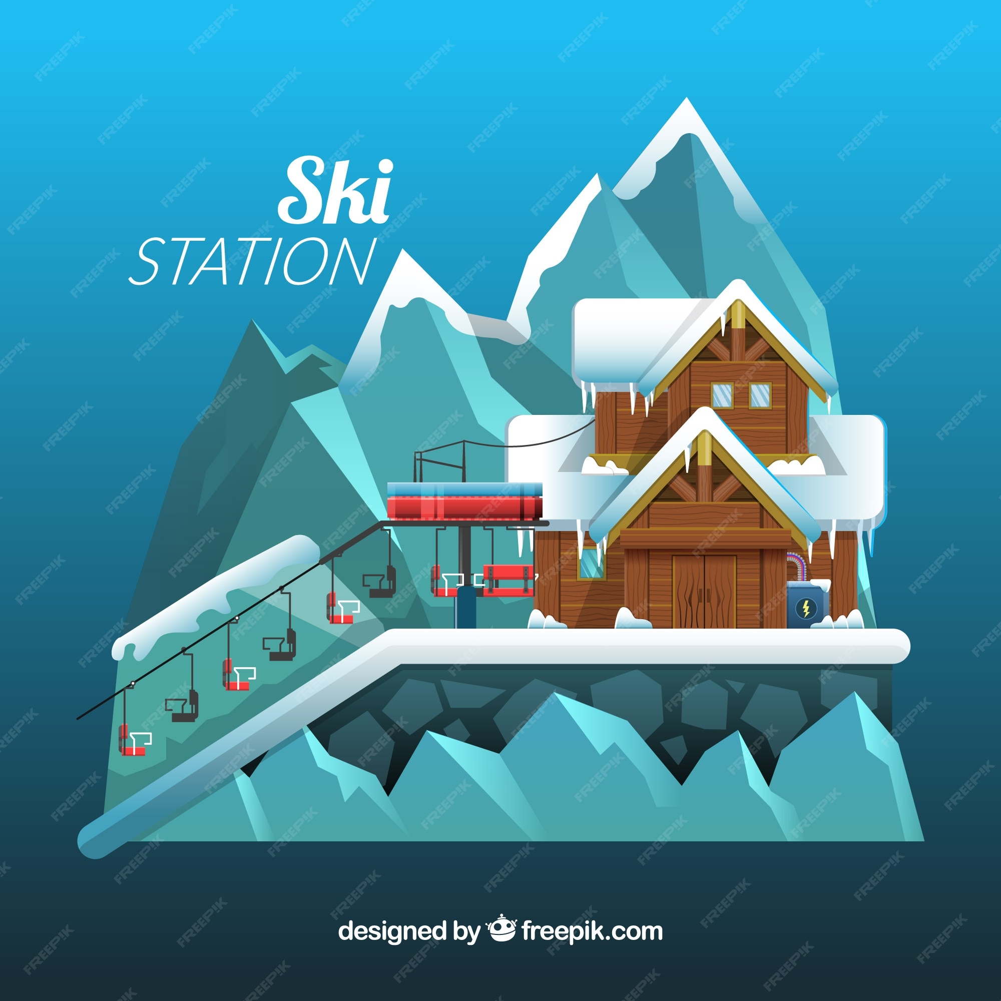 Free Vector | Abstract ski resort design