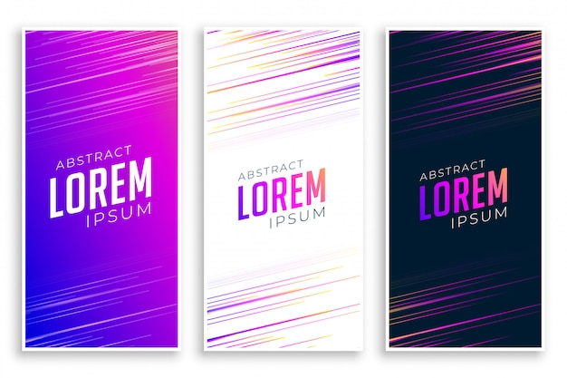Abstract speed lines banners set Free Vector