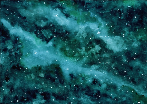 水彩絵の具で抽象的な星空夜空の背景 プレミアムベクター