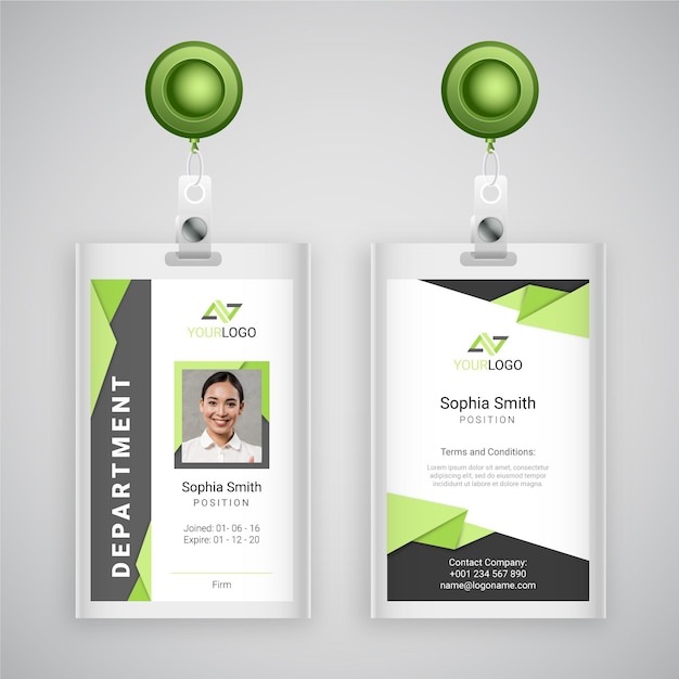 Abstract style id cards template with photo Free Vector