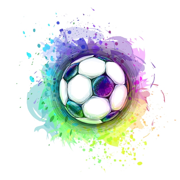 Premium Vector Abstract Stylish Conceptual Design Of A Digital Soccer Ball From Splash Of Watercolors Vector Illustration Of Paints