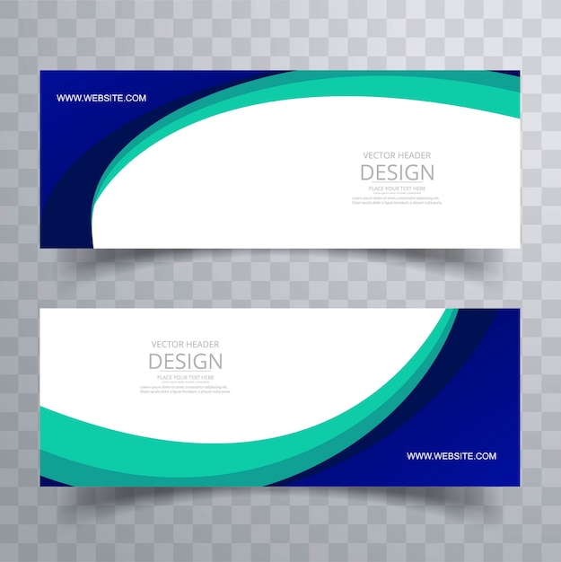 Download Abstract stylish wave header design set vector ...