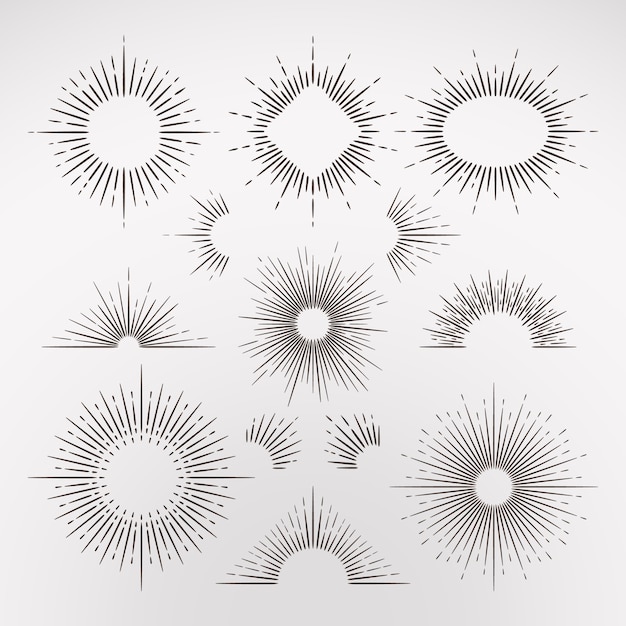 Abstract sun burst rays with border Premium Vector