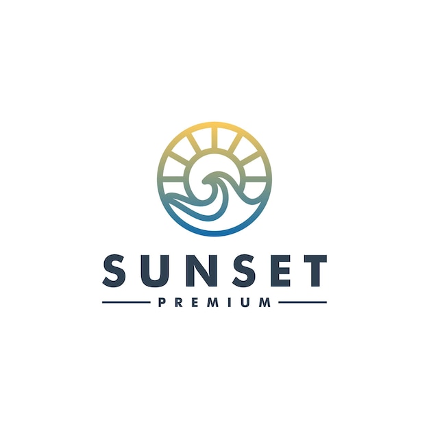 Premium Vector | Abstract sunset wave ocean logo template vector icon ...