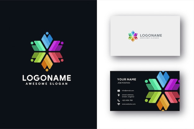 Download Free Abstract Teamwork Logo And Business Card Template Premium Vector Use our free logo maker to create a logo and build your brand. Put your logo on business cards, promotional products, or your website for brand visibility.