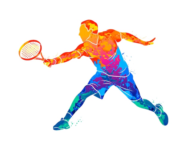 Premium Vector | Abstract tennis player with a racket from splash of ...