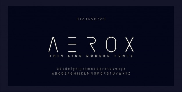 Premium Vector | Abstract Thin Line Font Alphabet. Minimal Modern Fonts And Numbers.