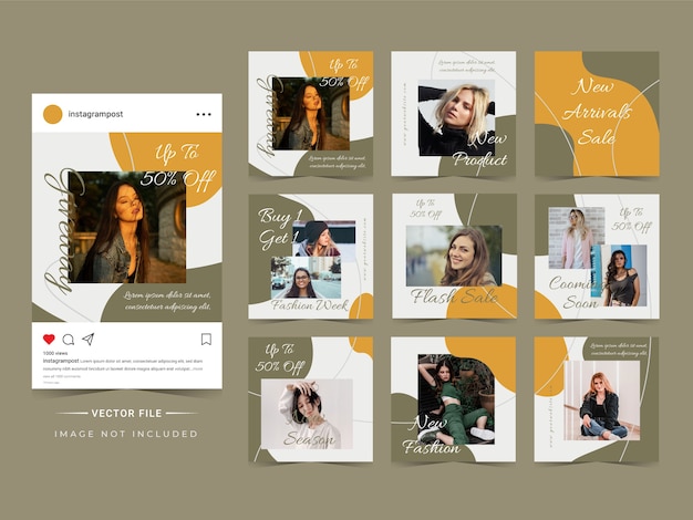 Premium Vector | Abstract trendy fashion sale instagram post template