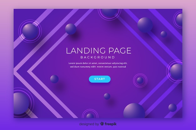 Abstract tridimensional landing page template Free Vector