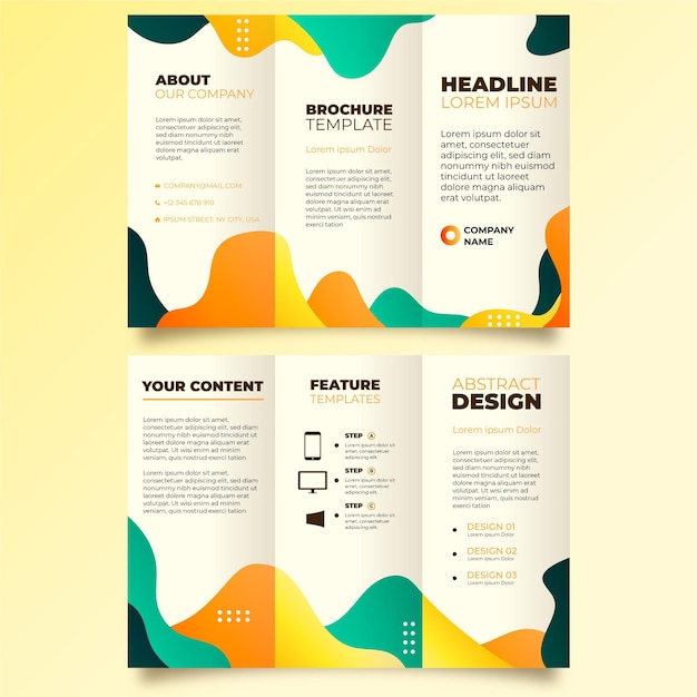 Abstract trifold brochure with front and back | Free Vector