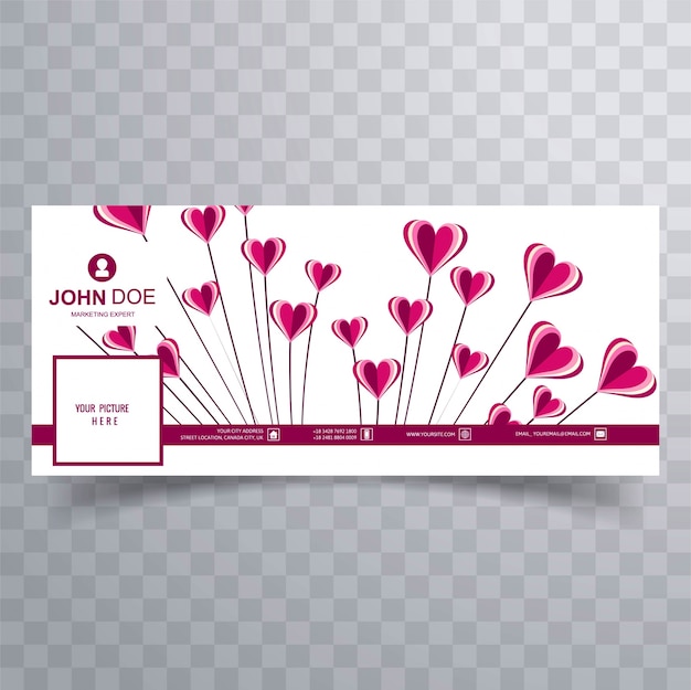抽象的なバレンタインデーのフェイスブックカバーデザインイラスト 無料のベクター