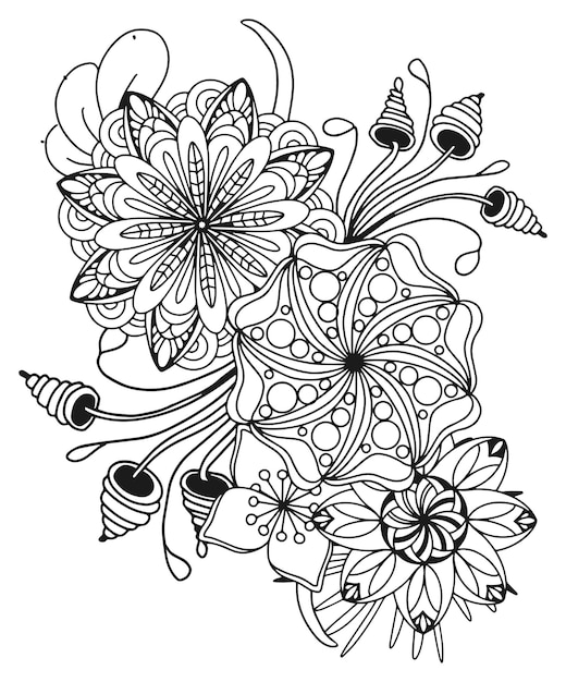 Premium Vector | Abstract vector flowers coloring page