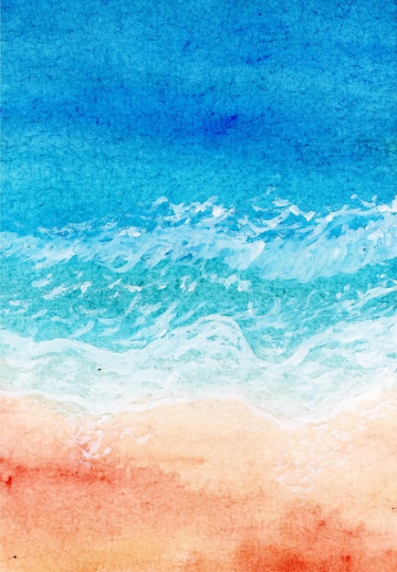 抽象的な水彩画の海と波の背景 無料のベクター