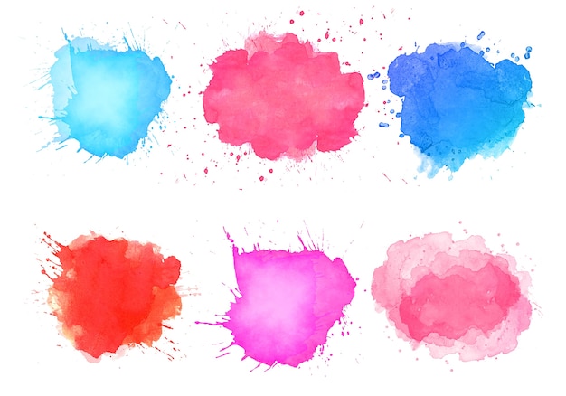 Download Free Vector | Abstract watercolor splatter stain colorful set design